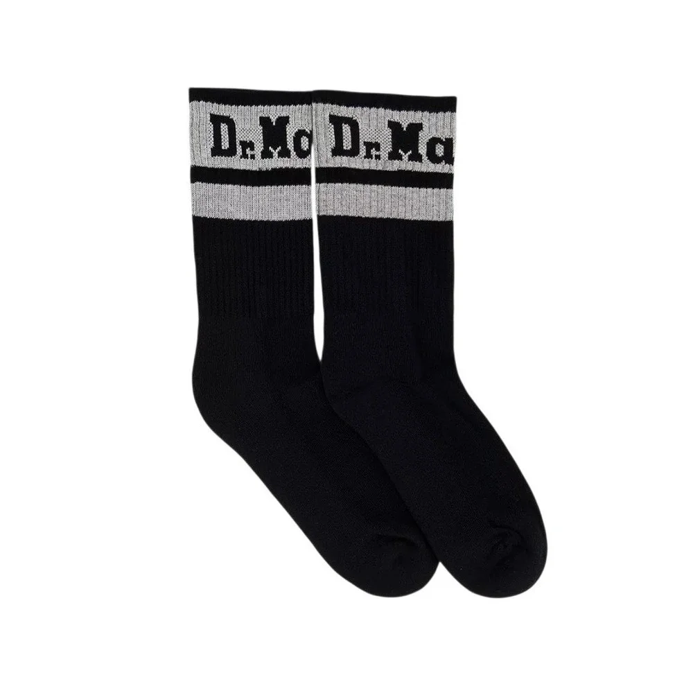 2-Pairs Dr. Martens Crew Socks Athletic‎ Logo Black/Gray Size M/L